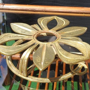 Vintage solid brass Hot Trivet with space for burner for warming or cooking. solid brass. camping teapot warmer. Camping water heater.
