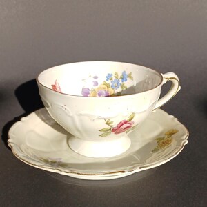 Antique German Mocha Cup and Saucer/Schwarzenhammer, Small Bavarian Porcelain Coffee Cup and Saucer, Mid Century.