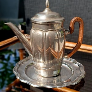 Vintage Brillant Kaffeekanne – versilberter Art Deco Kaffeekanne – Seltene 1920er–40er Jahre europäische Kaffeekanne