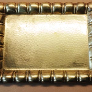 Large WESAM Brass Tray 14.5" x 11" – Hammered West Germany Serving Tray - 1004g. – Hollywood Regency Bar Decor image 1