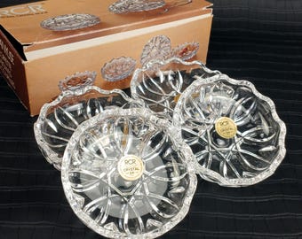 Vintage Crystal Trinket Box Set of 2 with Original Box | RCR Royal Crystal Rock Germany | 4 Small Bowls | 24% Lead Crystal Gift