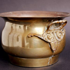 Cache-pot en laiton vintage avec poignées ornées – Cache-pot en laiton de style antique – Pot de fleurs Hollywood Regency