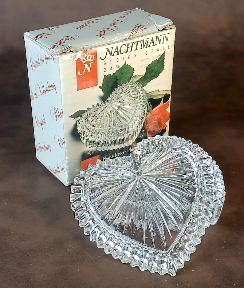 Original Nachtmann box with red rose and heart box photo, Germany vintage.