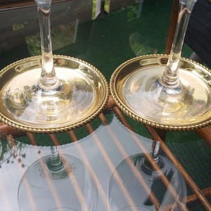 Vintage - Glass Coasters - Gold Plated - Drink Coasters - Gold Plated Coasters, - Set of 2. &quot;Wolff&quot;, Germany - 60s - Art Deco