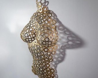 Female Torso Sculpture | Modern Abstract Wall Decor | Handmade Art | Gold Patina Colour