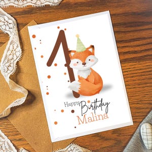Carte d'anniversaire personnalisée 1er Renard 1-9 ans | Anniversaire d'enfant | Joyeux anniversaire | Carte d'anniversaire pour enfants | Animaux de la forêt