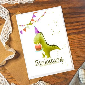Verjaardagsuitnodigingskaart met dinosaurus 1-9 jaar | Kinderverjaardag | Gelukkige verjaardag | Verjaardagskaart voor kinderen | dinosaurus T-Rex