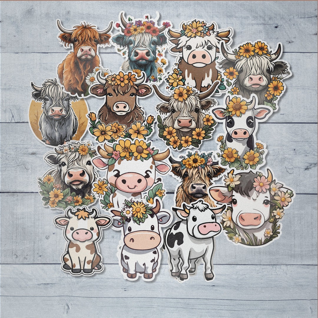 Highland Cow Sticker Mix 15er Bundle Sweet Cute Cows Minicow Sticker ...