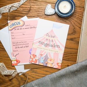 Biglietto d'invito compleanno bambini circo personalizzato 1-9 anni | Compleanno dei bambini | Buon Compleanno | Biglietto d'auguri per bambini | Animali