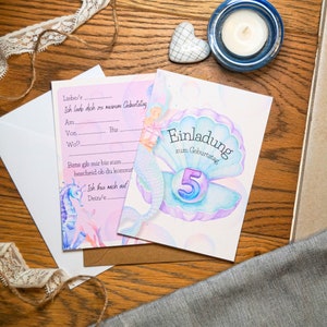 Einladungskarte 5. Geburtstag Meerjungfrau personalisiert 1-9 Jahre | Kinder Geburtstag | Happy Birthday | Geburtstagskarte für Kinder