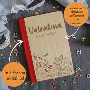 Caderno personalizado para matrícula escolar – A5 presente escolar 2025 – bambu e couro sintético – em 3 cores