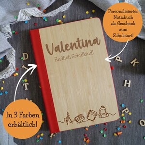 Personalized notebook for school enrollment – A5 gift with school motif – Engraved with name – in 3 colors – Schoolchild 2025