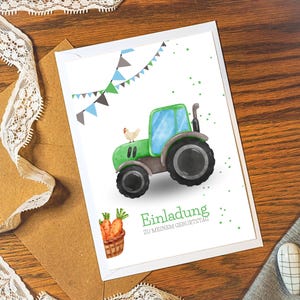 Verjaardagsuitnodiging met tractor | 1-9 jaar | Kinderverjaardag | Gelukkige verjaardag | Verjaardagskaart voor kinderen | boerderijmotief