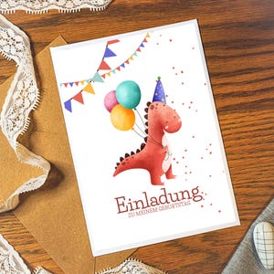 Verjaardagsuitnodigingskaart met dinosaurus 1-9 jaar | Kinderverjaardag | Gelukkige verjaardag | Verjaardagskaart voor kinderen | dinosaurus T-Rex