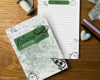 Blocco note divertente A5 | copertina personalizzabile | Divertenti vibrazioni positive scarabocchiate | Calendario pianificatore Bullet Journal 50 pagine Doodle Comic