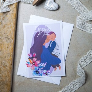 Personalisierte Karte zum Muttertag als Geschenk | Süßes Muttertagsgeschenk um deiner Mama "Danke" zu sagen | A6 Postkarte Klappkarte