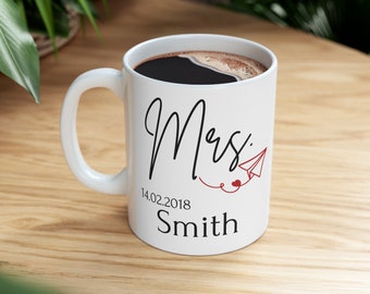 Handmade ceramic personalized Mr & Mrs mugs personalized wedding gift personalized couple gift Name meaning mug Christmas gift Coffee cup