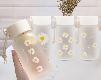 Cute daisy portable multi-purpose water bottle with cute flowers for school Christmas gift for her gift for kids unique