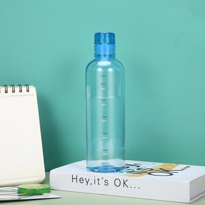 Aesthetic glass simple cute drink ware multi-purpose eco Christmas water bottle popular right now drinking schedule transparent gift Sky blue