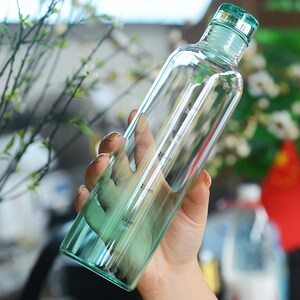 Aesthetic glass simple cute drink ware multi-purpose eco Christmas water bottle popular right now drinking schedule transparent gift Green