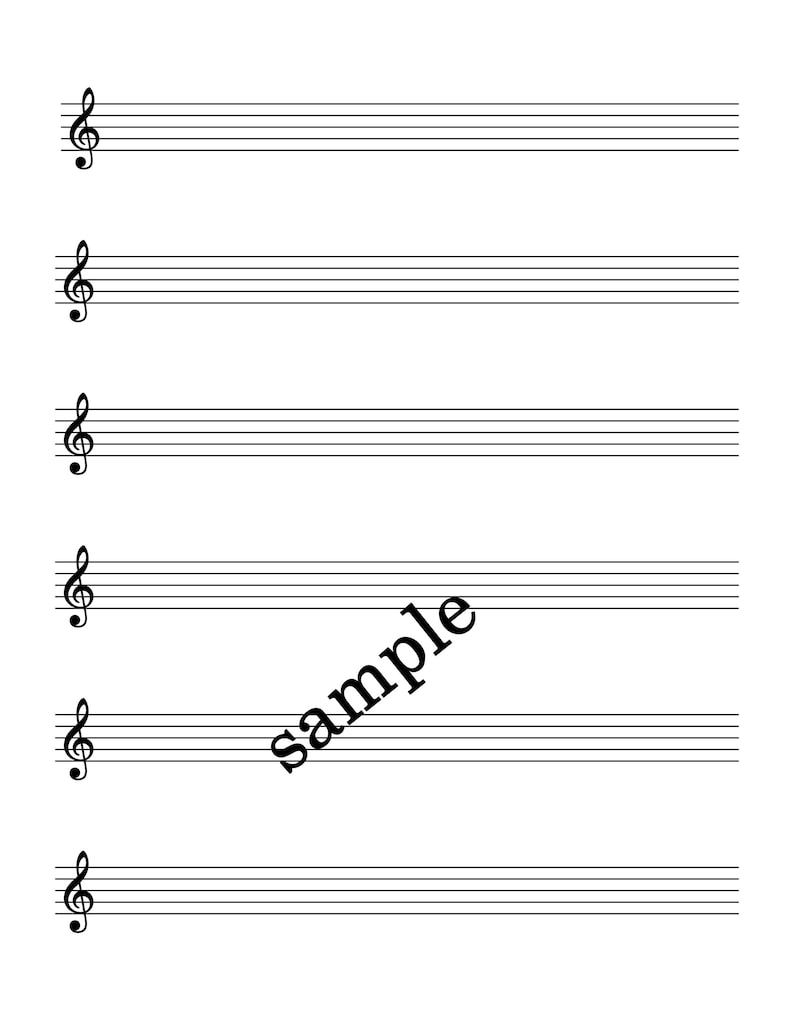 Blank Music Sheet With Treble Clef - Etsy