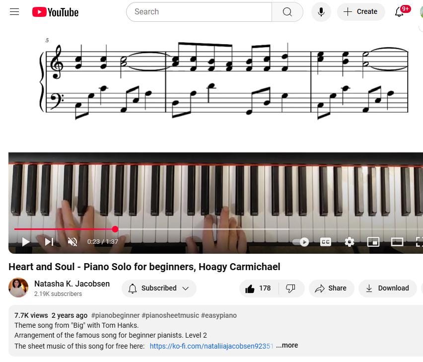 Heart And Soul Piano Sheet Music For Beginners Etsy