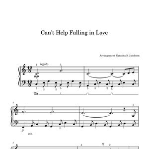 Can&#39;t Help Falling In Love (piano music for beginners )