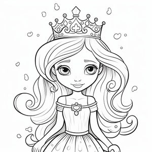 digital coloring book for children, about princesses, A4, coloring for kids, princess, cute and nice
