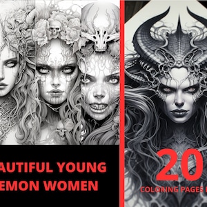 Peut inclure: Un ensemble de 20 pages à colorier représentant de belles jeunes femmes démons avec des détails complexes. Les pages sont parfaites pour les adultes et les adolescents qui aiment la fantasy et l'art sombre.