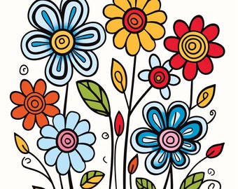 coloring book, coloring for kids, child, flowers, cute and simple for children, flowers cute and funny, simple shape