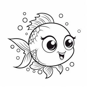 coloring for children, coloring page for kids, child, marine world, fish, sea, sea, cute, kawaii, cute, simple shapes
