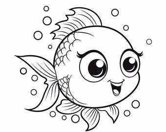 coloring for children, coloring page for kids, child, marine world, fish, sea, sea, cute, kawaii, cute, simple shapes