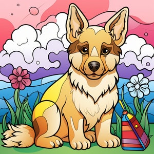 coloring book dogs, digital A4 for children, Coloring for kids, dogs, cute, and funny, kawaii