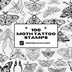 Motte Procreate Tattoo Stempel, Procreate Pinsel, Deathmoth Tattoo Stempel, Patchwork Tattoo Outline, Patchwork Procreate, Bundle, Stempel