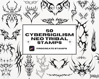 Neo Tribal Tattoo Stempel: Cybersigilismus Procreate Pinsel