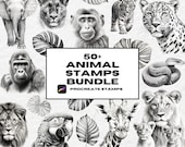 Jungle Animals Tattoo Stamps: Procreate Brush Set (60+)