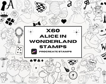 Alice in Wonderland Tattoo Stamps: Procreate Brushes (60)