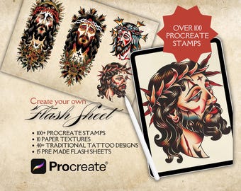 DIY Traditional Tattoo Flash Kit: 40+ Designs, 100+ Procreate Stamps