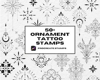50+ Ornament Tattoo Stamps: Girly Procreate Brushes (Digital Download)