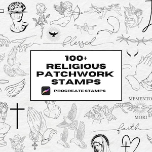 Procreate Religiöses Tattoo Stempel, Procreate Pinsel, Cupid Tattoo Stempel, Flash Tattoo Schablone, Patchwork Procreate, Procreate Stempel