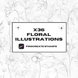 Floral Procreate Tattoo Stamps, Procreate Brushes, Girly Tattoo Stamps, One Line, Pretty, Flash Tattoo Procreate, fine Line, Flower Tattoo