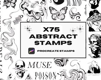 50 Abstract Tattoo Stamps: Surreal Procreate Brushes (Digital Download)