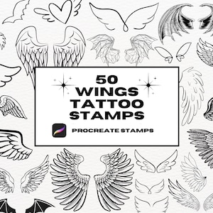 Wings Tattoo Stamps: Procreate Brush Set (50+)