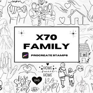 Carimbos de tatuagem Family Procreate, pincéis Procreate, carimbos de tatuagem femininos, uma linha, bonito, tatuagem flash Procreate, tatuagem de contorno, amor, casa