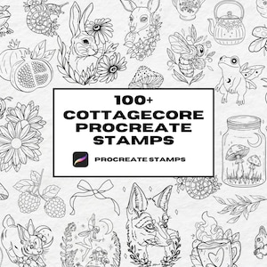 100 + 100 Procreate Cottagecore Tattoo Stempel, Procreate Pinsel, Girly Patchwork Tattoos, Tattoo Schablone, Linie Procreate, Floral, Feen