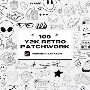 Y2K Procreate Tattoo Stempel, Procreate Pinsel, Retro Tattoo Stempel, Patchwork Tattoo Outline, 90's Procreate, Bundle, Stempel