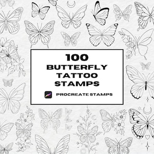 Schmetterling Procreate Tattoo Stempel, Procreate Pinsel, Schmetterling Tattoo Stempel, Line Art Procreate, Bundle, Tattoo Stempel