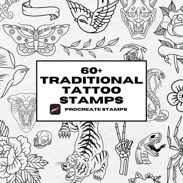 Procreate Tattoo Stamps, Procreate Brushes, Traditional Tattoo Stamps, Flash Tattoo Stencil, Flash Tattoos, Line Art Procreate, Traditional