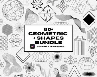 60 sellos geométricos para Procreate: Kit de plantillas para tatuajes (descarga digital)