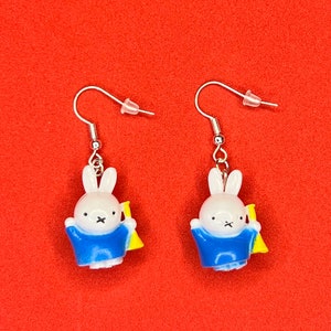 Miffy Earrings, Bunny Dangle Earrings for Miffy Fan